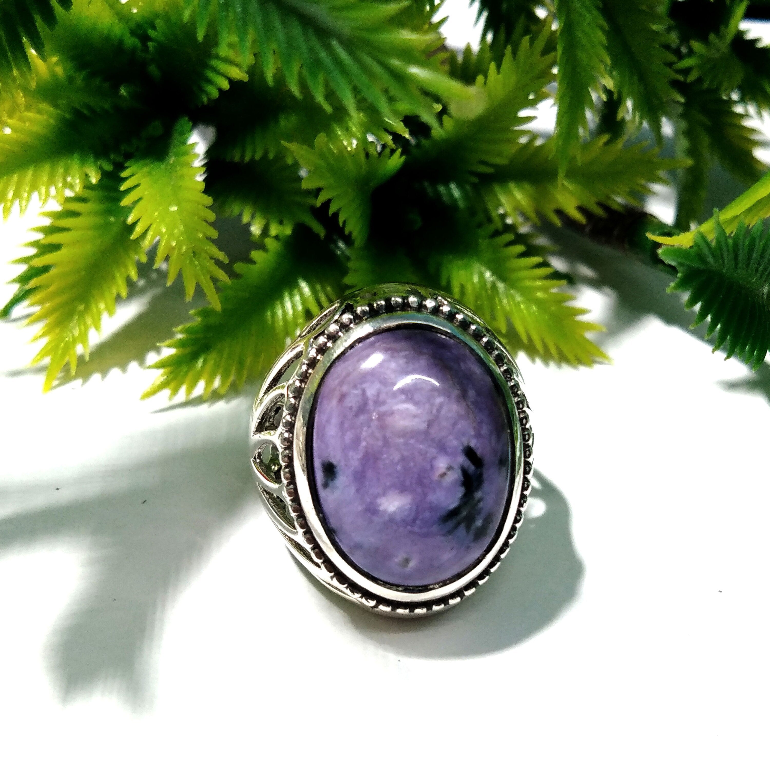 Charoite Cabochon Ring, 925 Sterling Silver Ring, Natural Gemstone Ring, Nice Design Good Making Gift Ring, Very Beautiful Stylish Ring